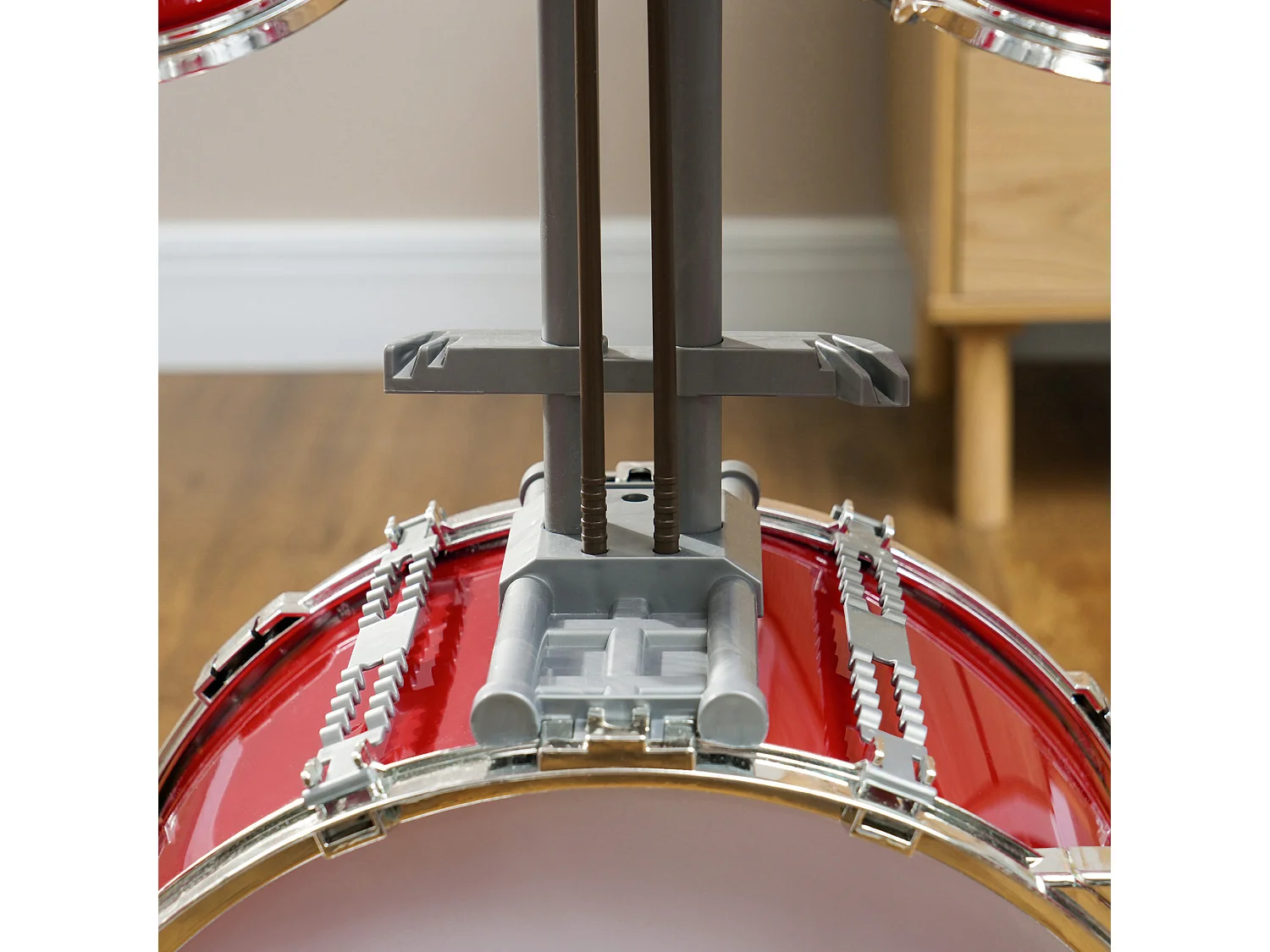 Set batteria per bambini 3-6 anni con tamburi grancassa e piatto rosso