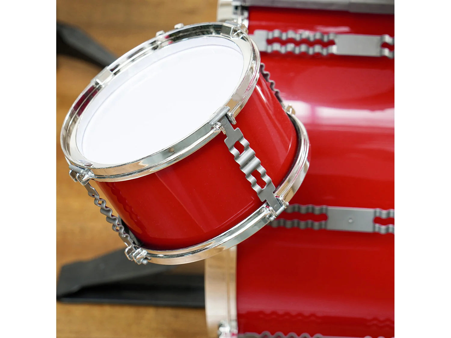 Set batteria per bambini 3-6 anni con tamburi grancassa e piatto rosso