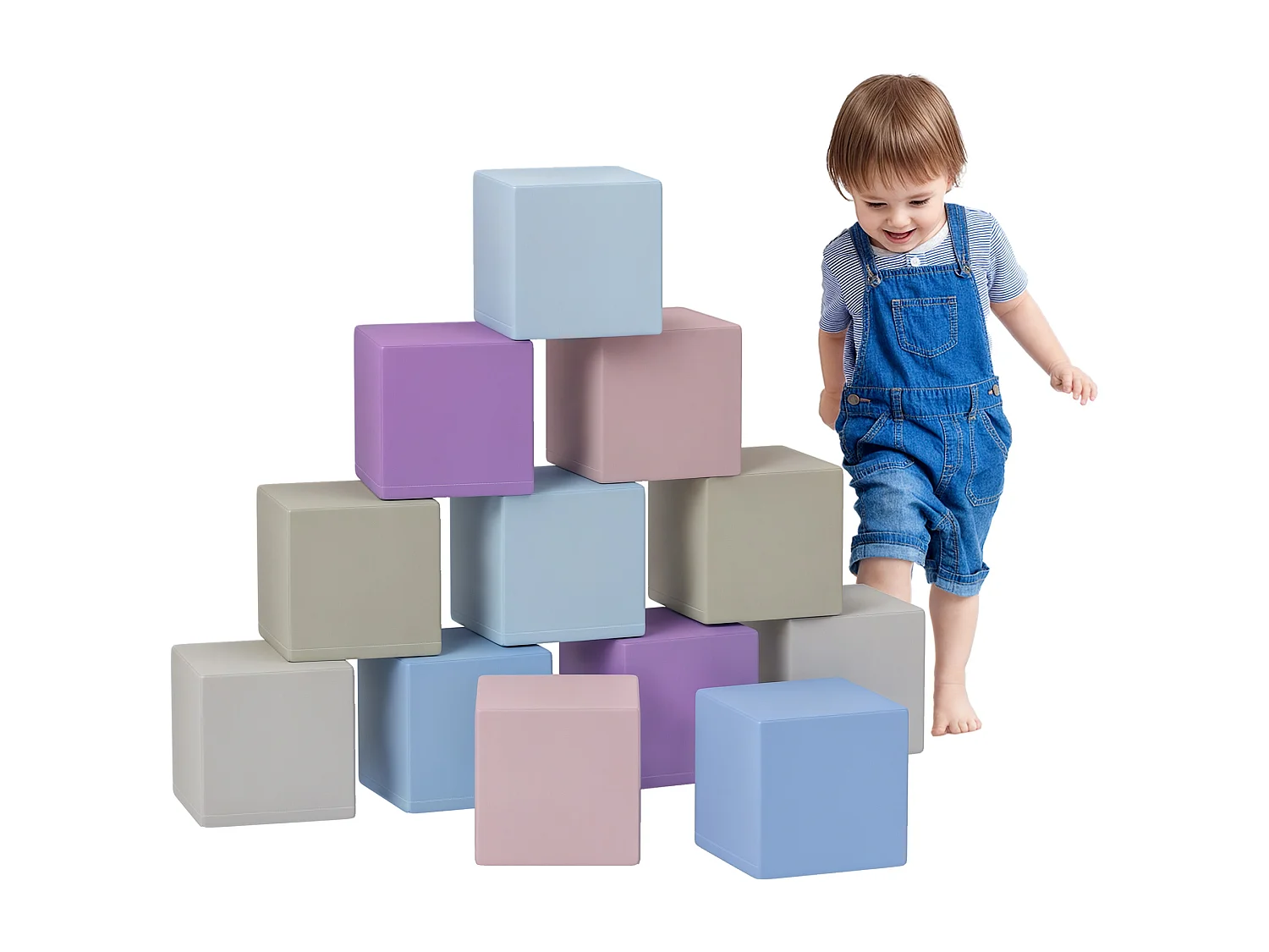 Set 12 cubi giocattolo morbidi per bambini 12-36 mesi multicolore