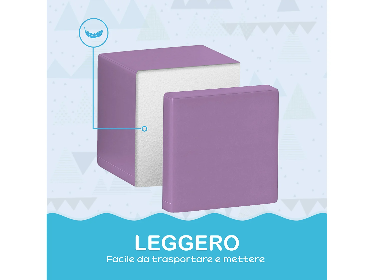 Set 12 cubi giocattolo morbidi per bambini 12-36 mesi multicolore