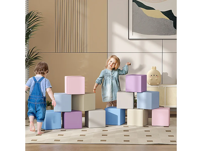 Set 12 cubi giocattolo morbidi per bambini 12-36 mesi multicolore