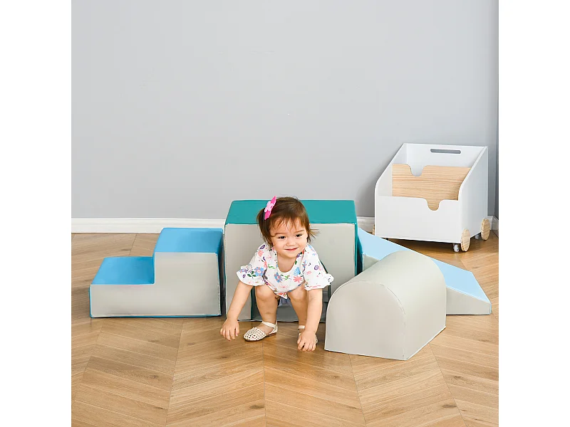 Set 4 blocchi di costruzioni morbidi per bambini 1-3 anni modulabili