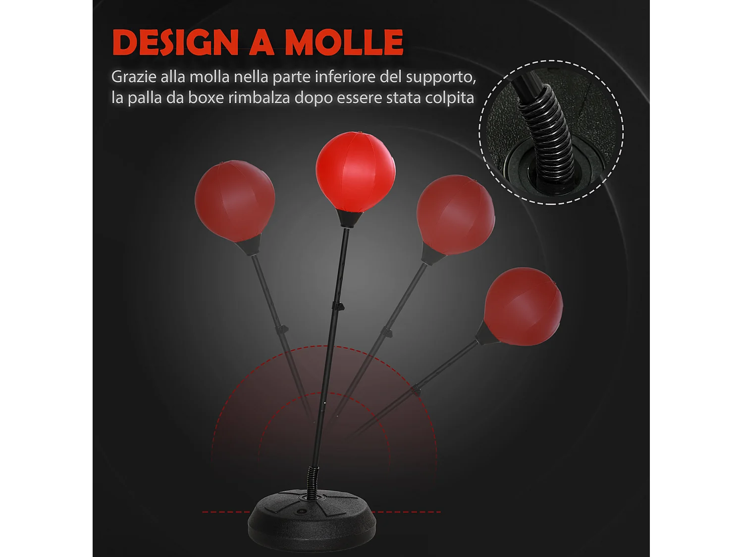 Punching ball per bambini 5-10 anni regolabile con guantoni rosso