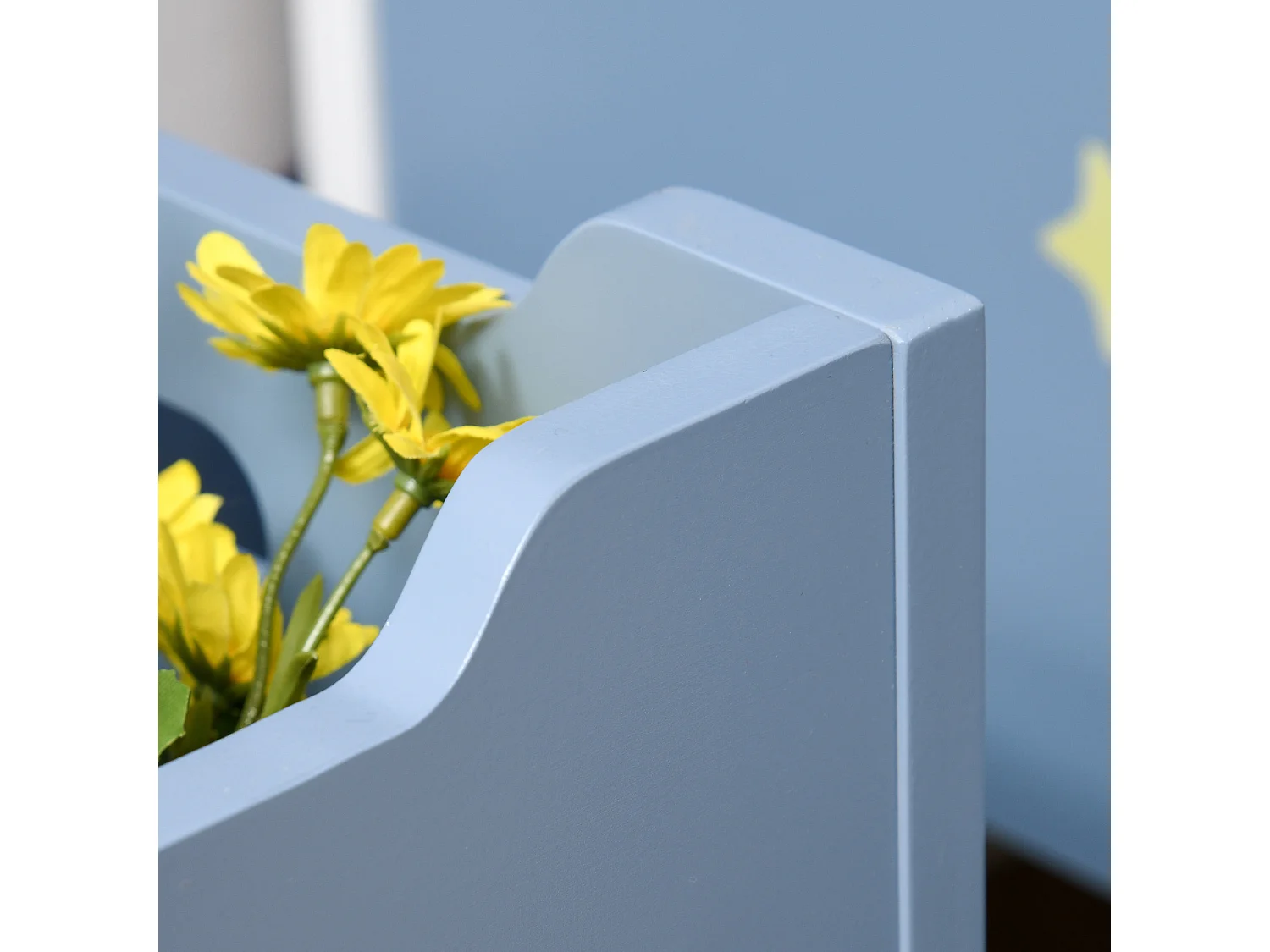 Cassapanca baule portagiochi panca per bambini in legno blu e bianco