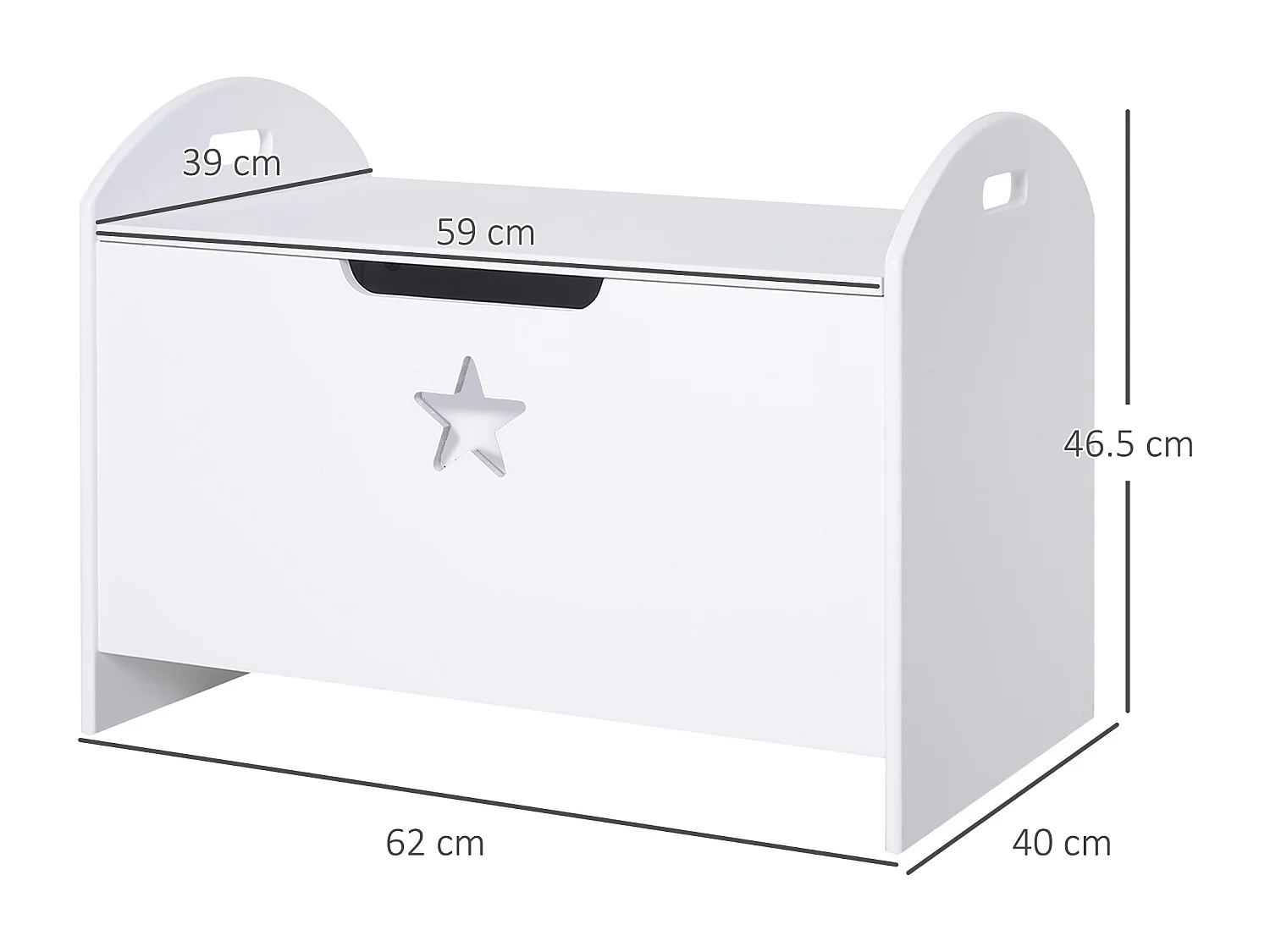 Baule contenitore portagiochi per bambini in legno bianco