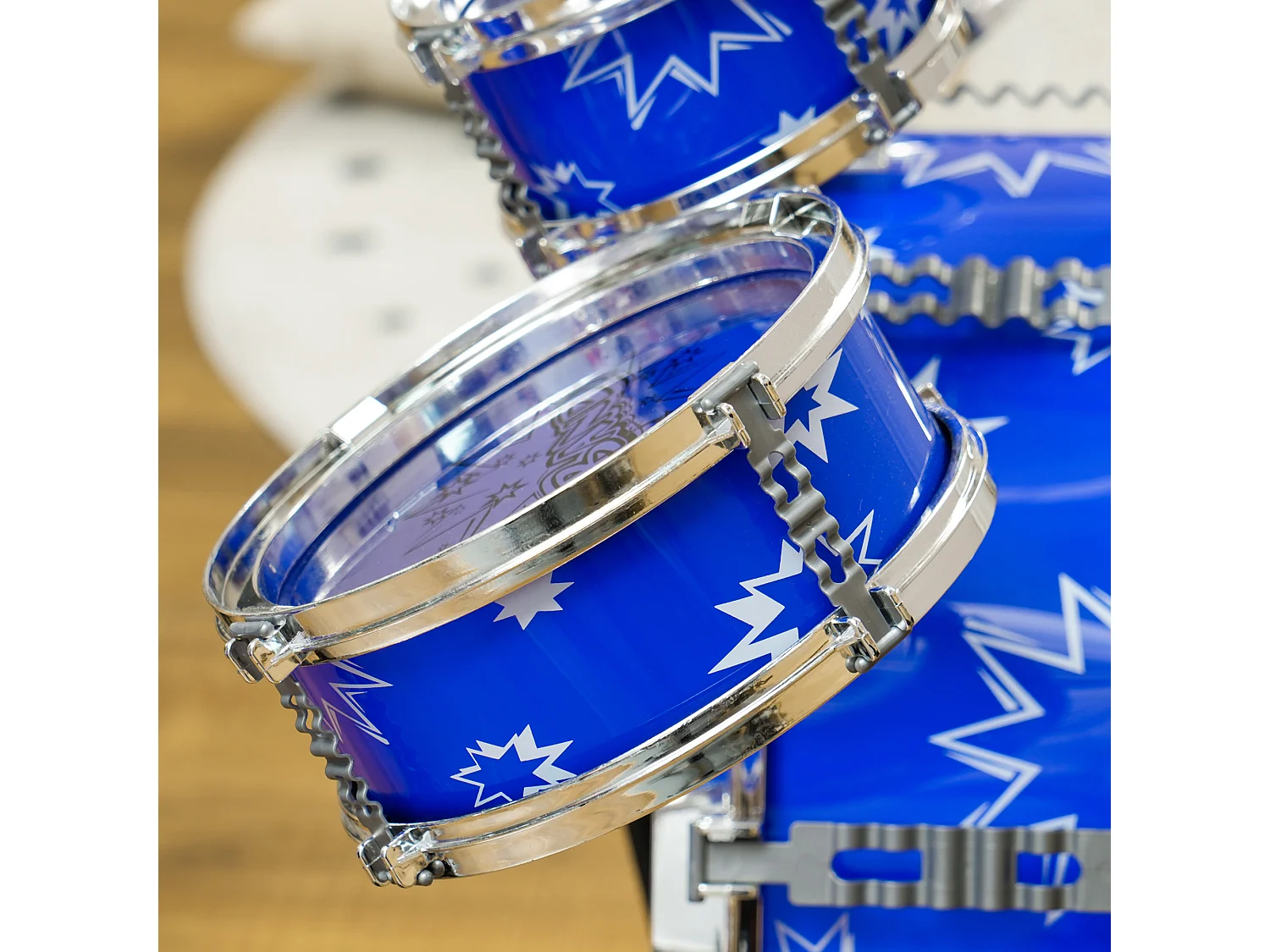 Set batteria per bambini 3-6 anni con tamburi grancassa e piatto blu