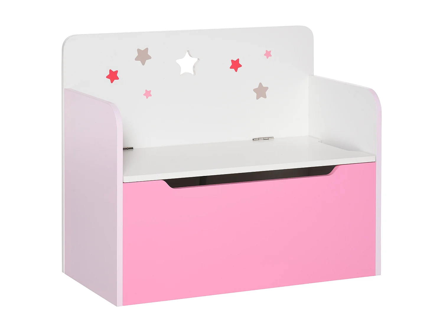 Panca contenitore con schienale per bambini 3-6 anni in legno rosa