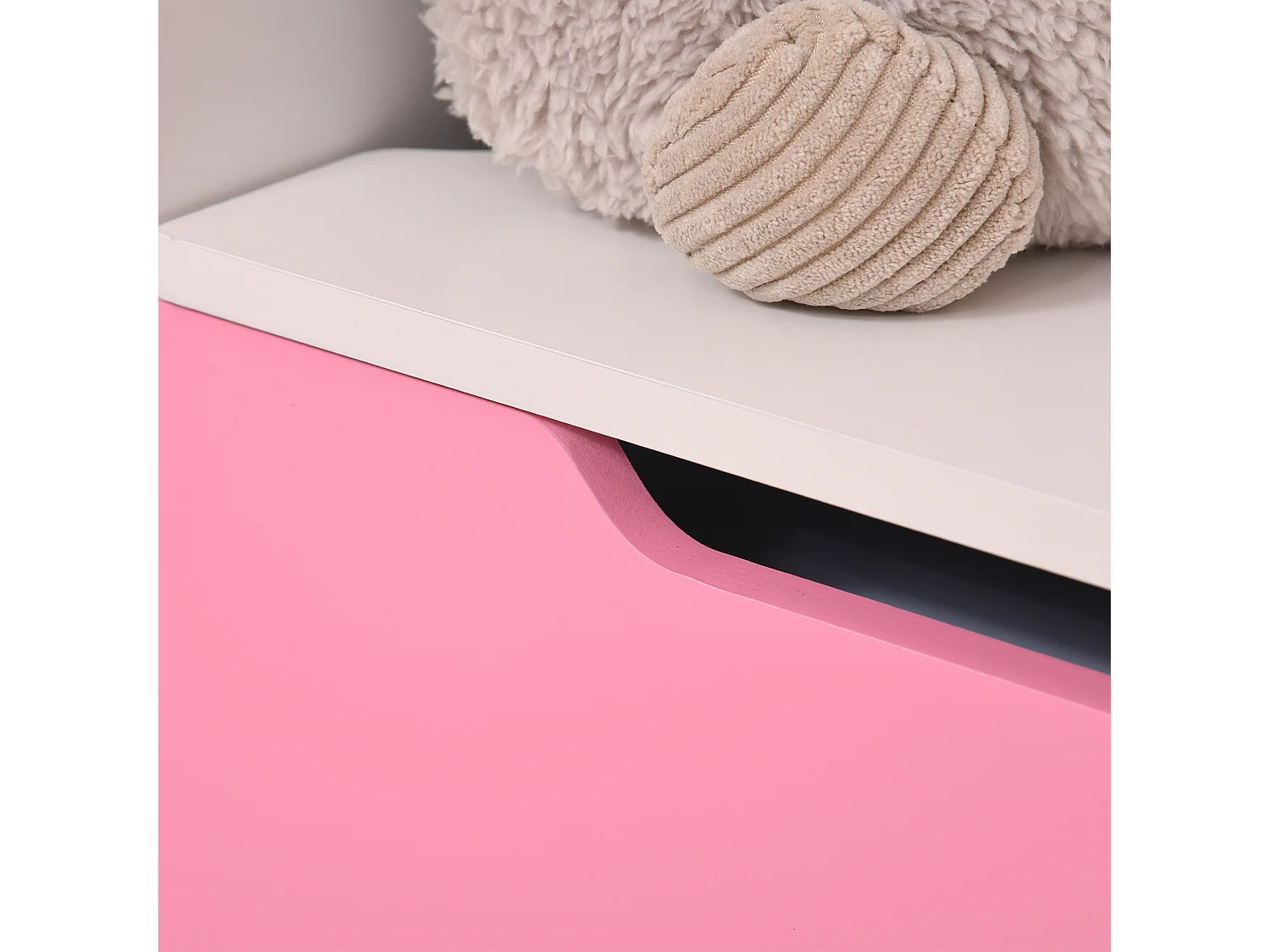 Panca contenitore con schienale per bambini 3-6 anni in legno rosa