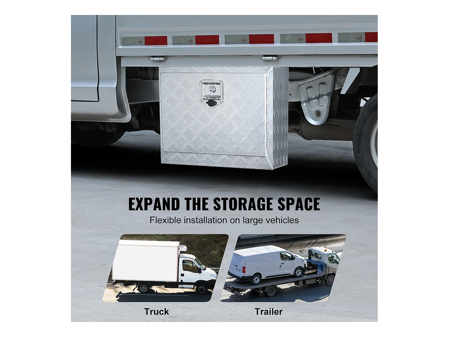 Boîte à Outils SucceBuy Boîte à Outils pour Camion Sous Caisse en Aluminium 60.96 x 35.56 x 40.64 cm, pour Remorque RV