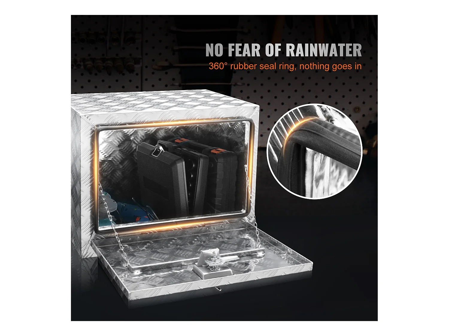 Boîte à Outils SucceBuy Boîte à Outils pour Camion Sous Caisse en Aluminium 60.96 x 35.56 x 40.64 cm, pour Remorque RV