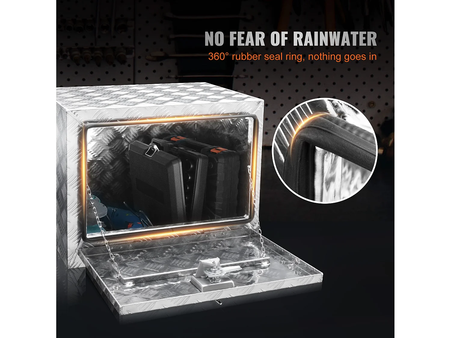 Boîte à Outils SucceBuy Boîte à Outils pour Camion Sous Caisse en Aluminium 60.96 x 35.56 x 40.64 cm, pour Remorque RV