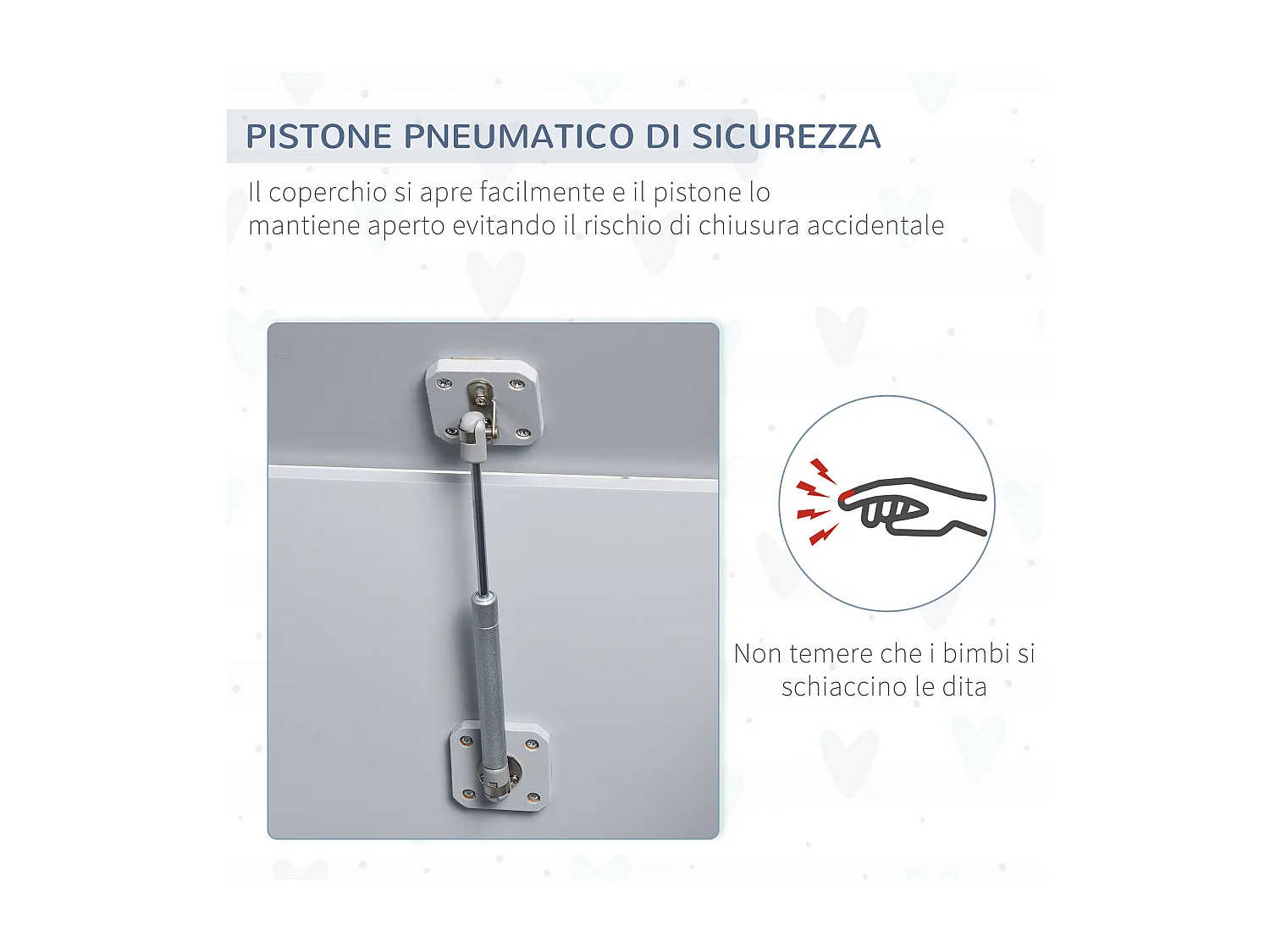 Panca contenitore portagiochi in legno e coperchio ammortizzato