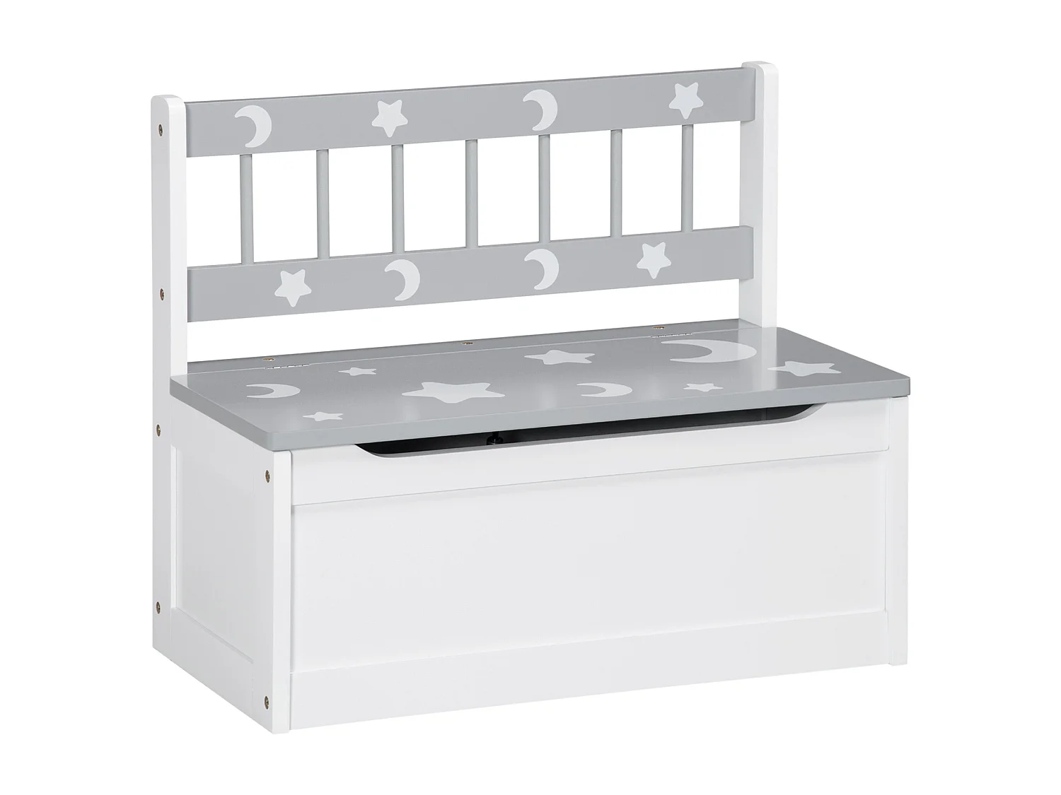 Cassapanca moderna portagiochi con leva a gas bianca grigia