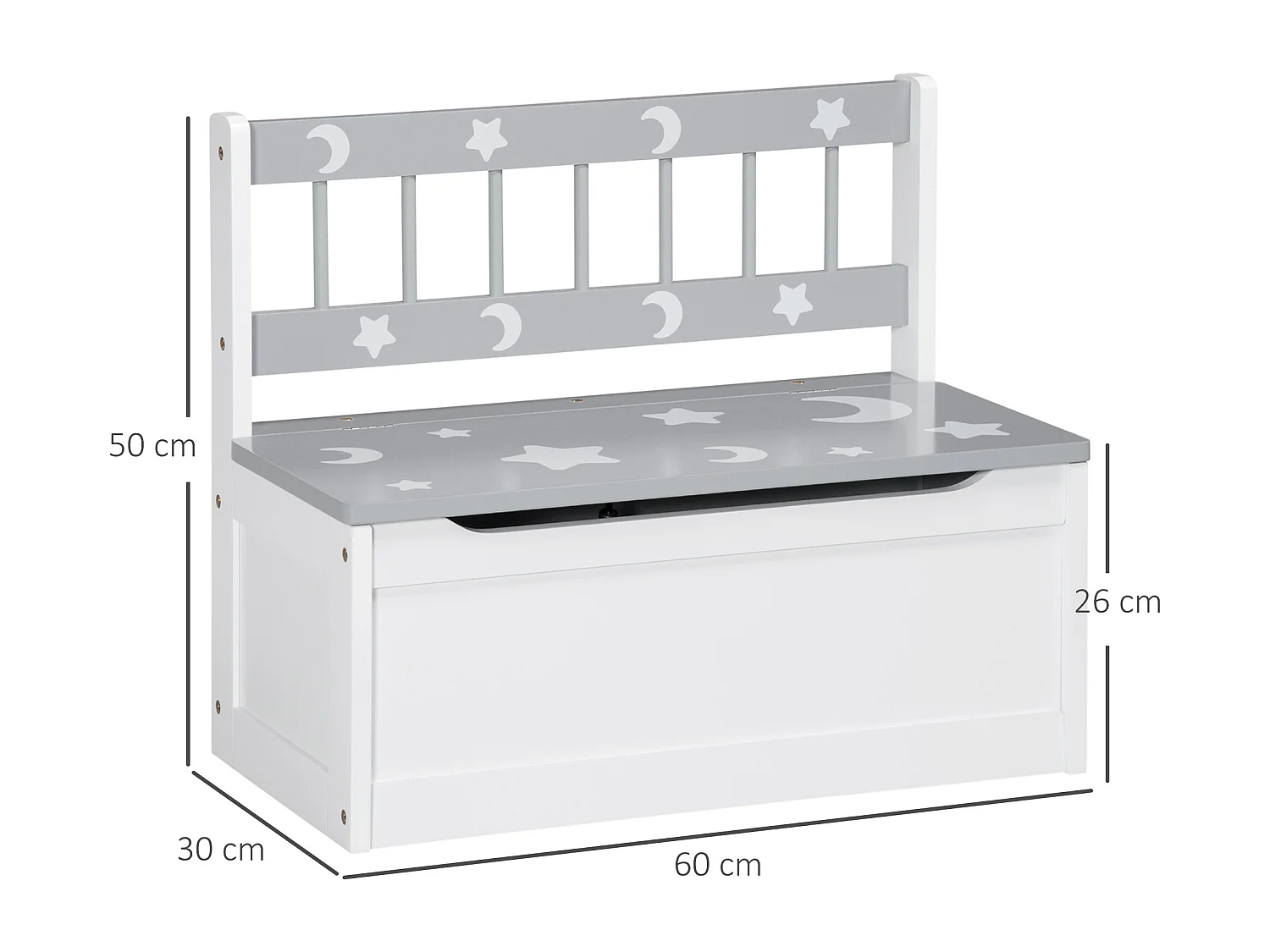Cassapanca moderna portagiochi con leva a gas bianca grigia