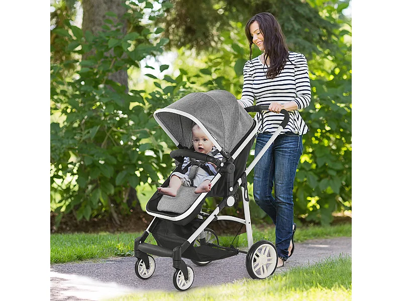 Passeggino per bambini 0-36 mesi pieghevole e regolabile grigio