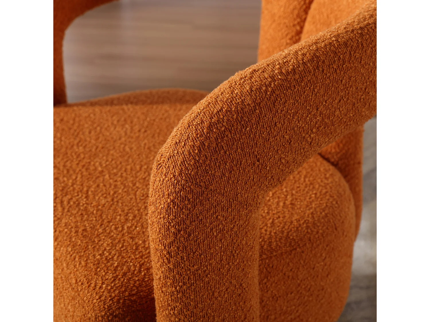Fauteuil Pivotant à 360° en Tissu Teddy Orange - Dossier Double Arche et Design Moderne