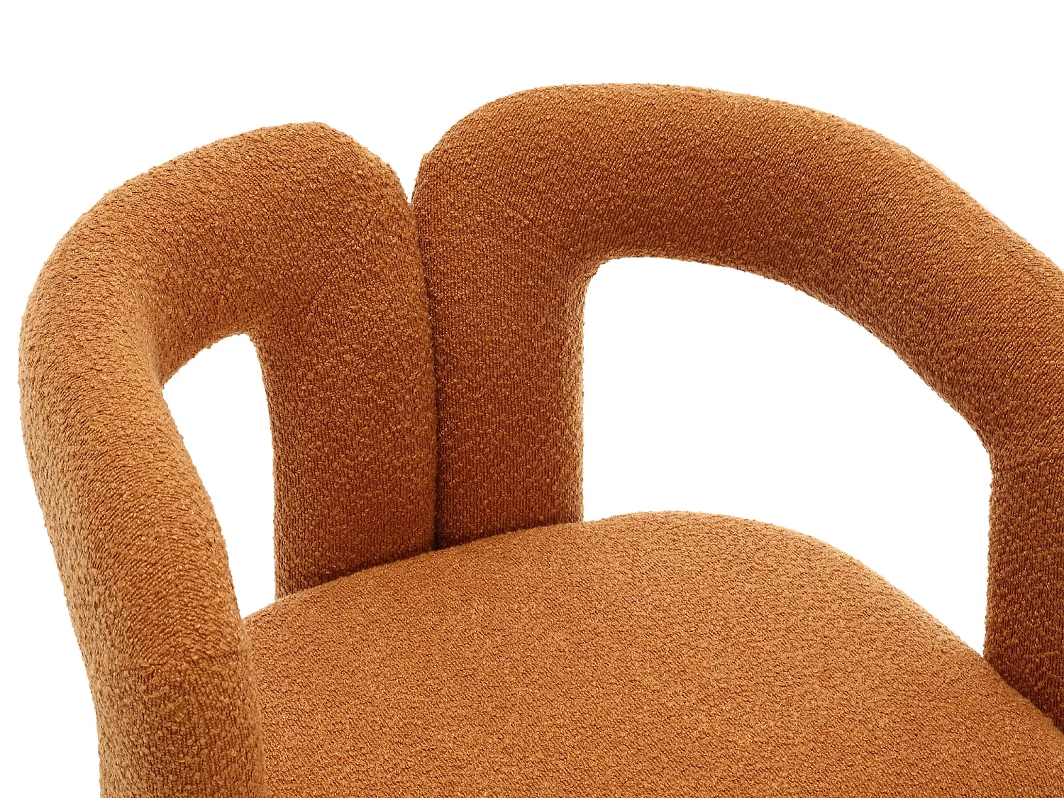 Fauteuil Pivotant à 360° en Tissu Teddy Orange - Dossier Double Arche et Design Moderne
