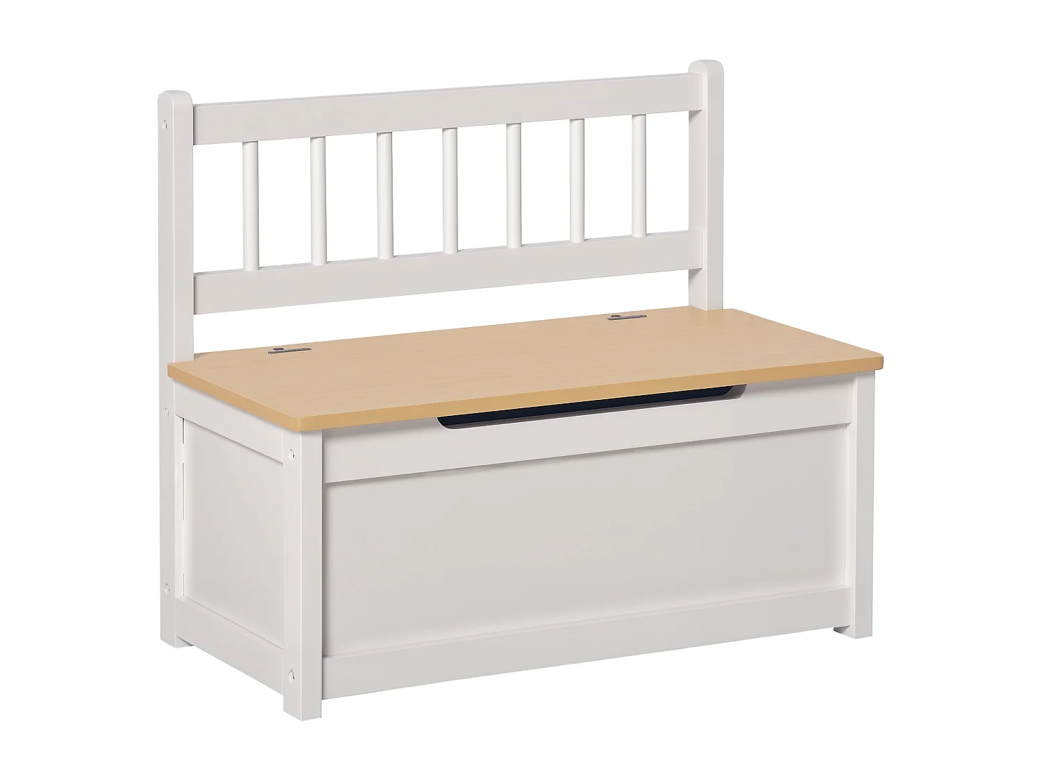 Cassapanca in legno 2 in 1 per bambini con schienale 60x30x50cm