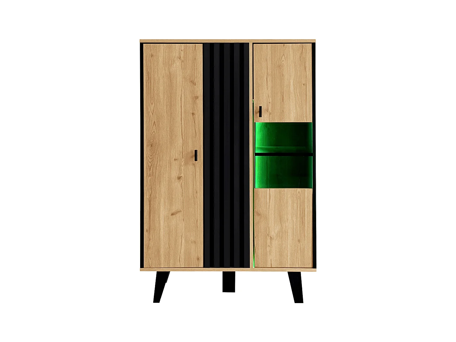 Set da soggiorno composto da 3 pezzi: tavolino, mobile TV e credenza in legno/nero. Moderno, elegante e con ampio spazio contenitivo.