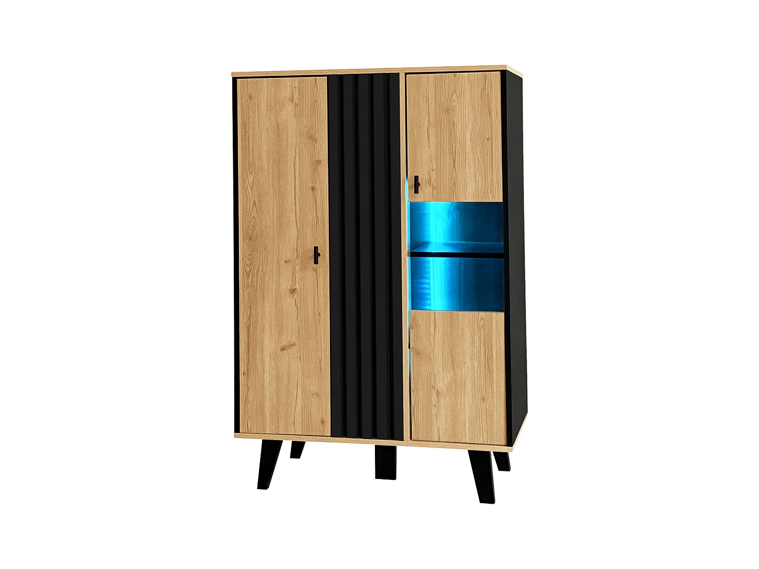 Set da soggiorno composto da 3 pezzi: tavolino, mobile TV e credenza in legno/nero. Moderno, elegante e con ampio spazio contenitivo.