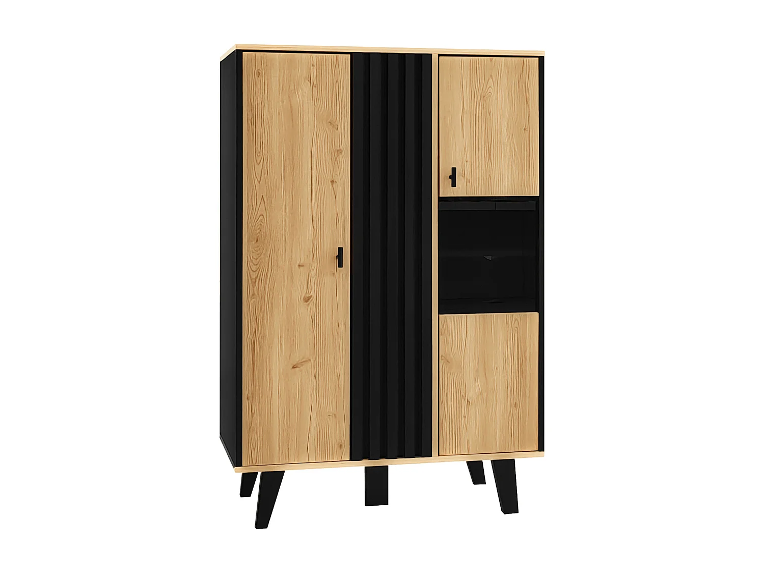 3-delige woonkamerset: salontafel, tv-meubel en dressoir in hout/zwart. Modern, elegant en met veel opbergruimte.