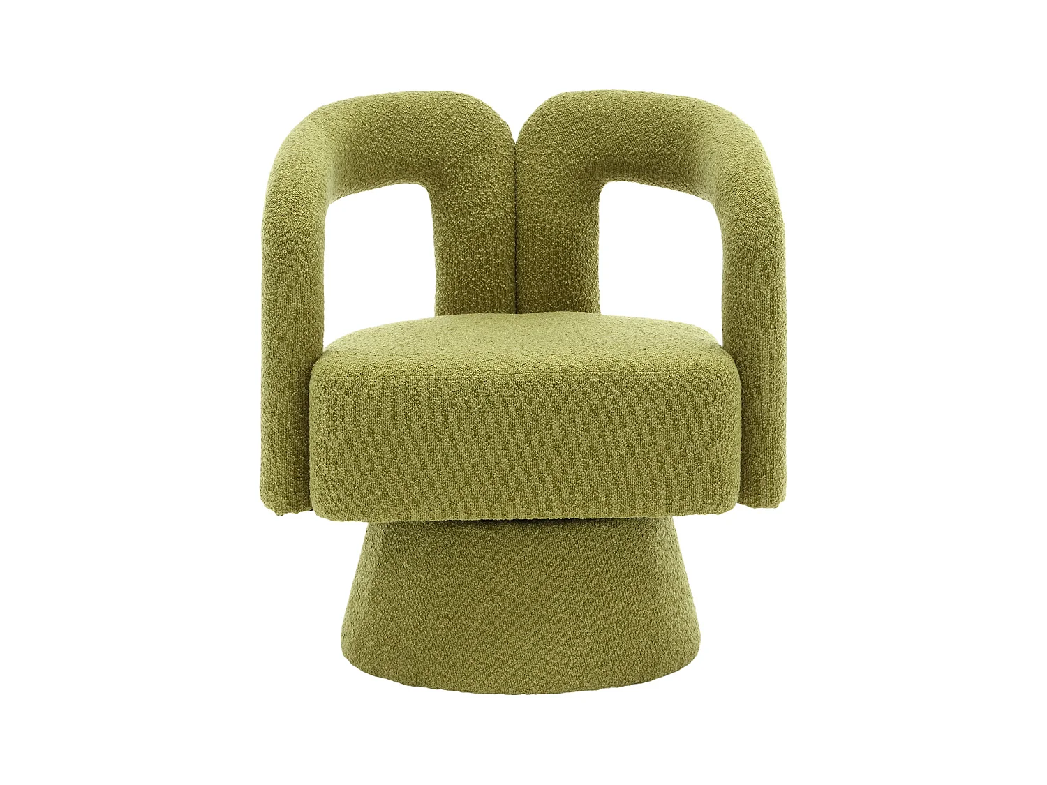 Fauteuil Pivotant à 360° en Tissu Teddy Vert olive - Dossier Double Arche et Design Moderne