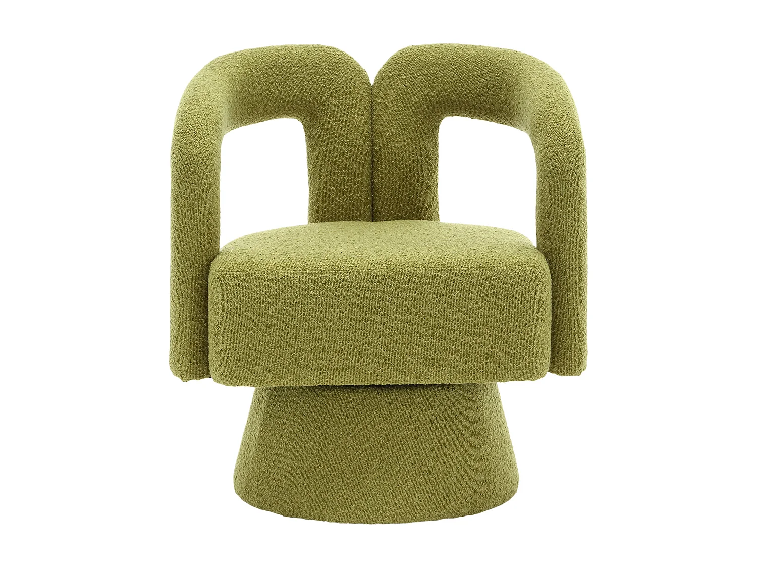 Fauteuil Pivotant à 360° en Tissu Teddy Vert olive - Dossier Double Arche et Design Moderne
