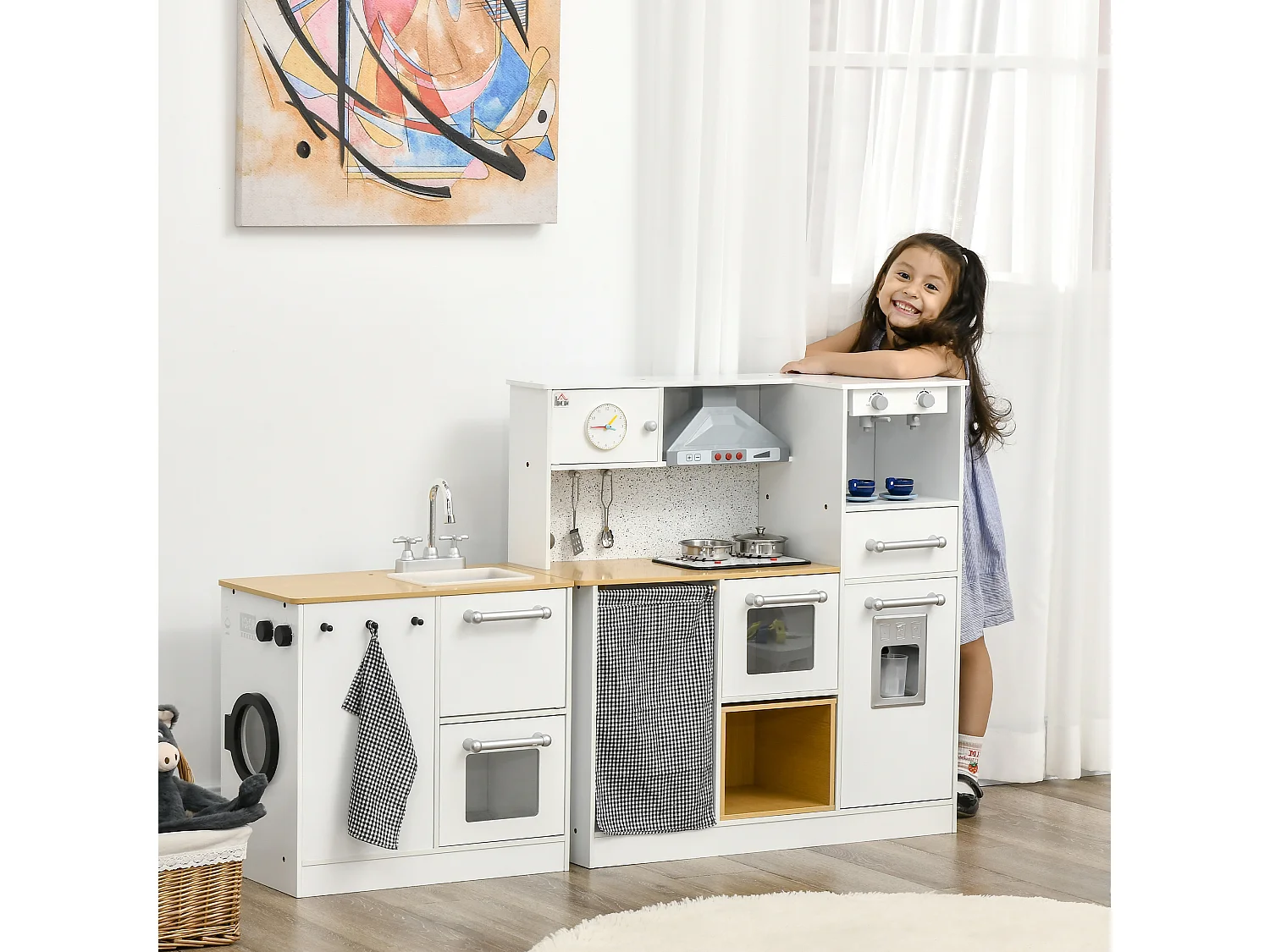 Cucina giocattolo in legno per bambini 3-6 anni design 2 pezzi