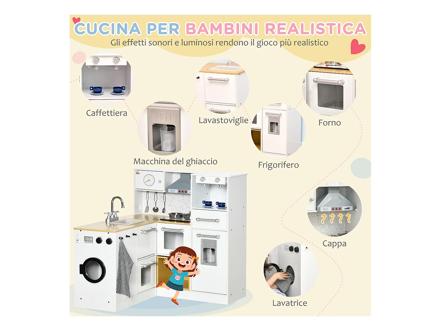Cucina giocattolo in legno per bambini 3-6 anni design 2 pezzi