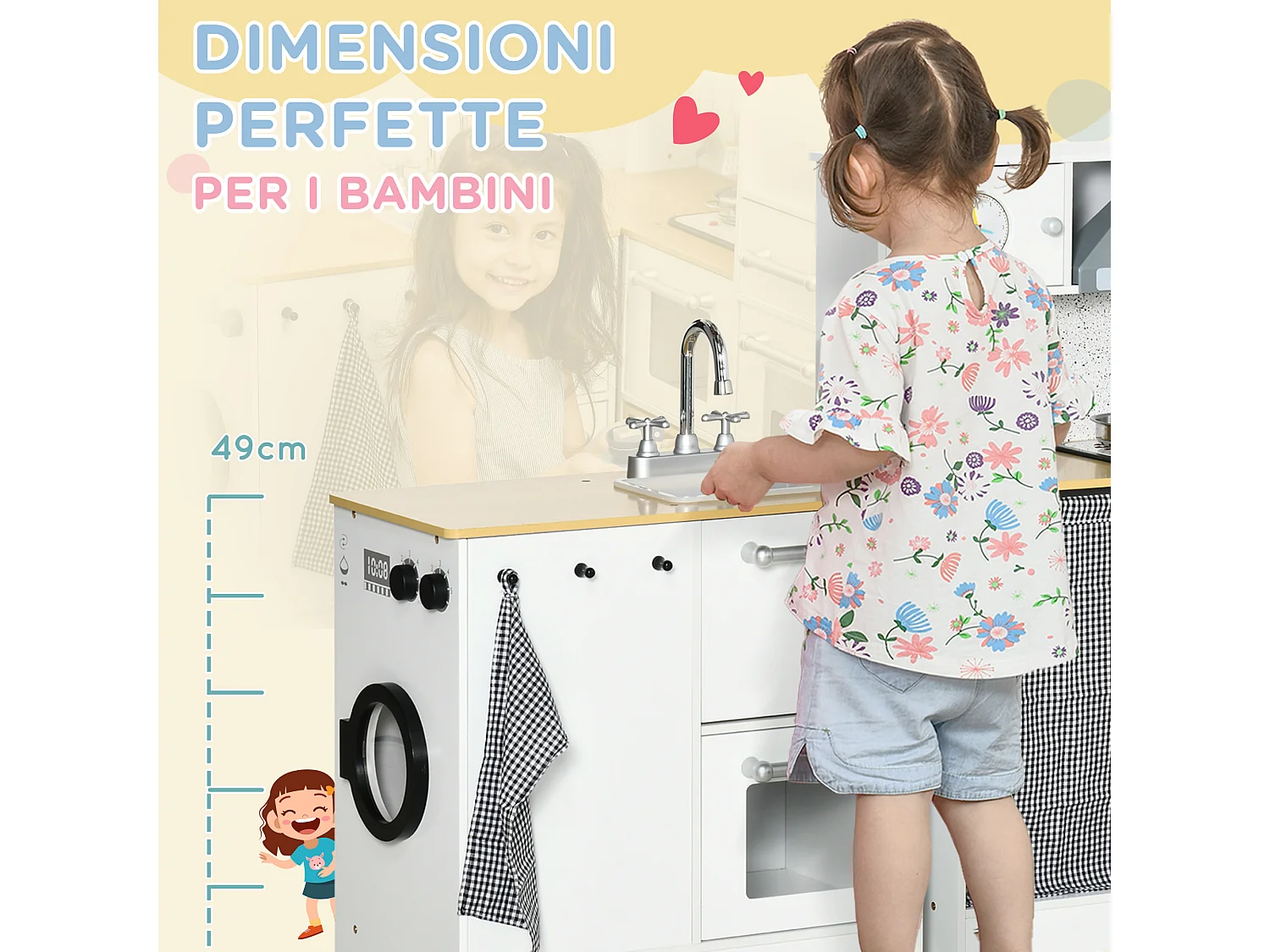 Cucina giocattolo in legno per bambini 3-6 anni design 2 pezzi