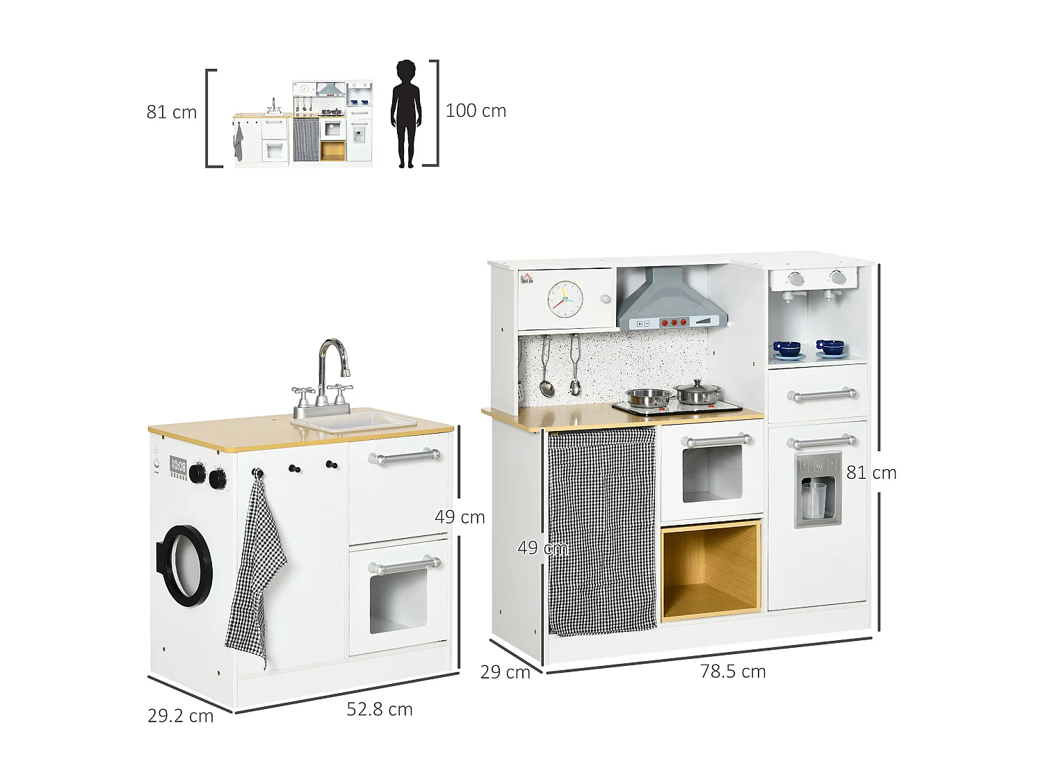 Cucina giocattolo in legno per bambini 3-6 anni design 2 pezzi