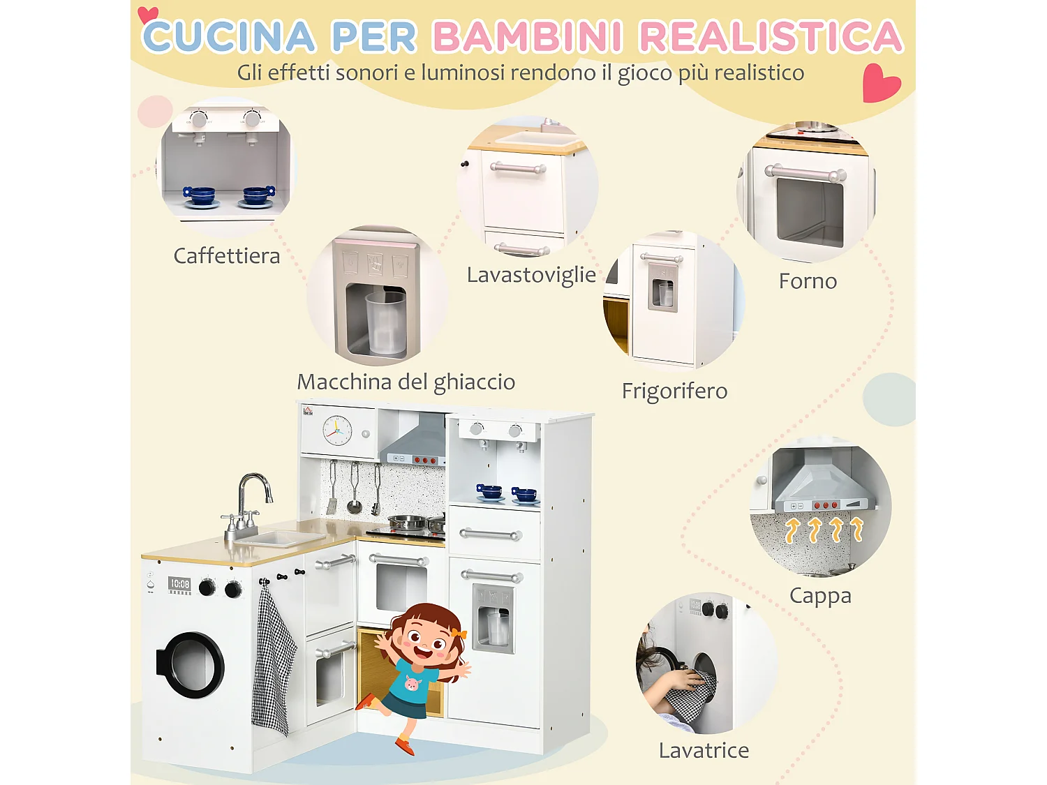 Cucina giocattolo in legno per bambini 3-6 anni design 2 pezzi