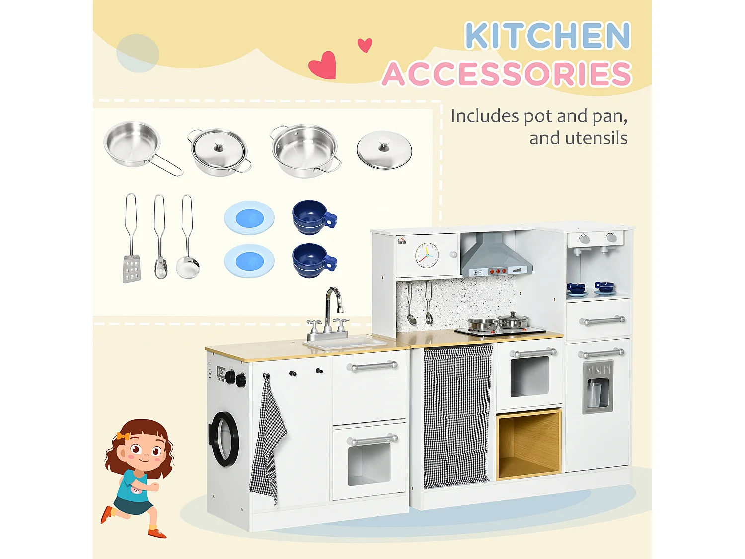 Cucina giocattolo in legno per bambini 3-6 anni design 2 pezzi