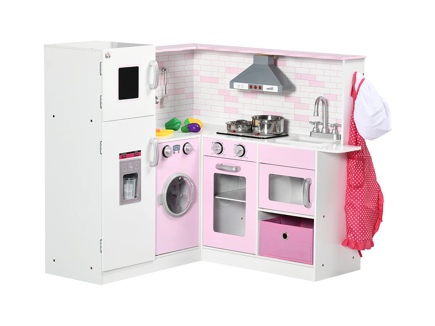 Cucina giocattolo per bambini 3-6 anni con musica e utensili rosa
