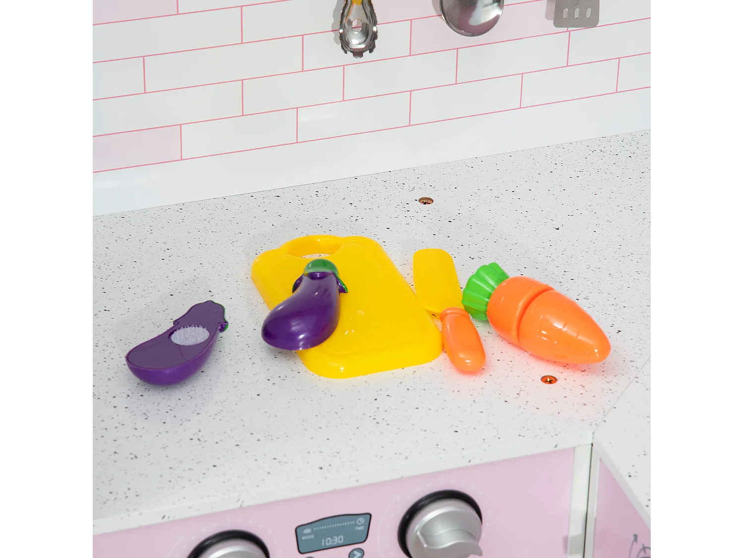 Cucina giocattolo per bambini 3-6 anni con musica e utensili rosa