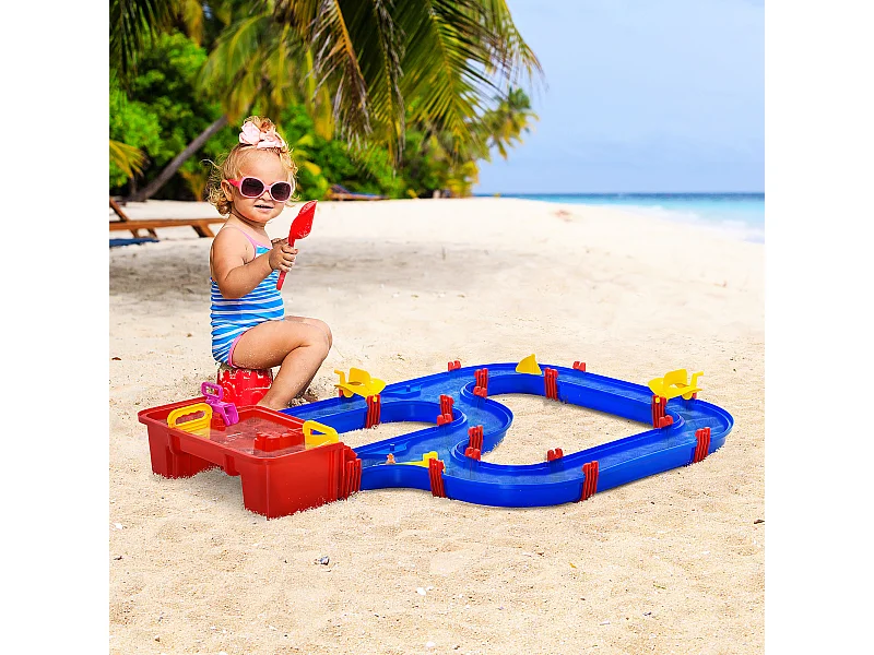 Playset per bambini 3-6 anni 53pz con acqua e sabbia blu rosso