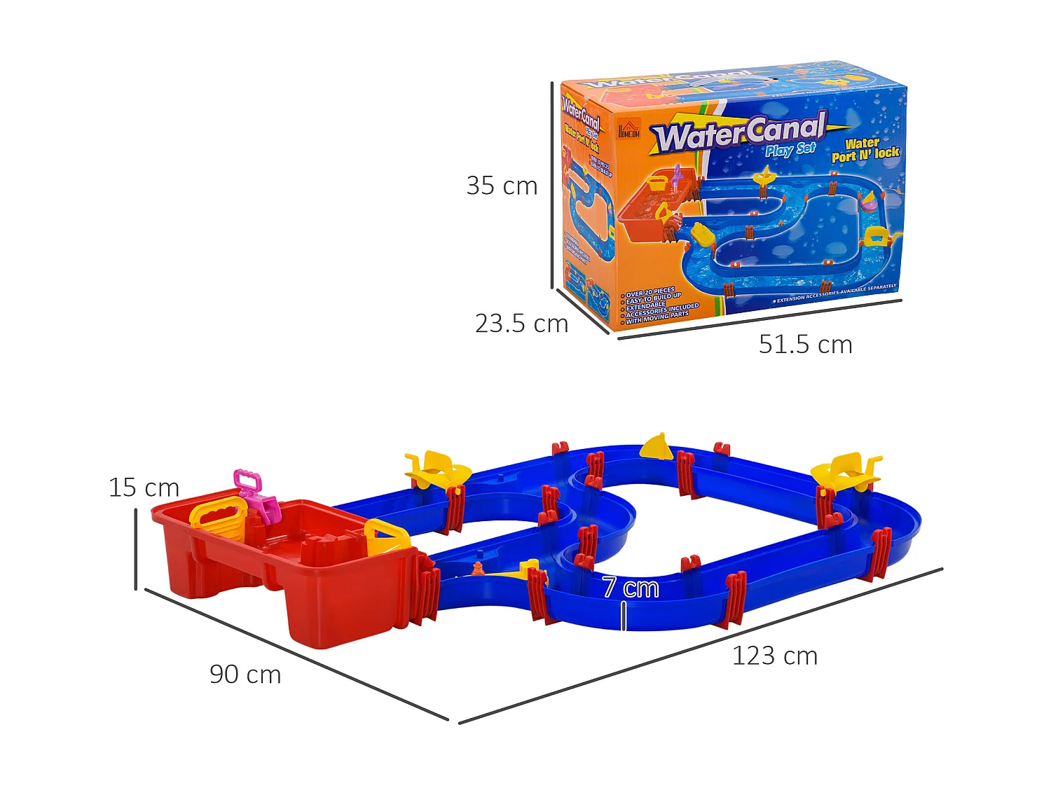 Playset per bambini 3-6 anni 53pz con acqua e sabbia blu rosso