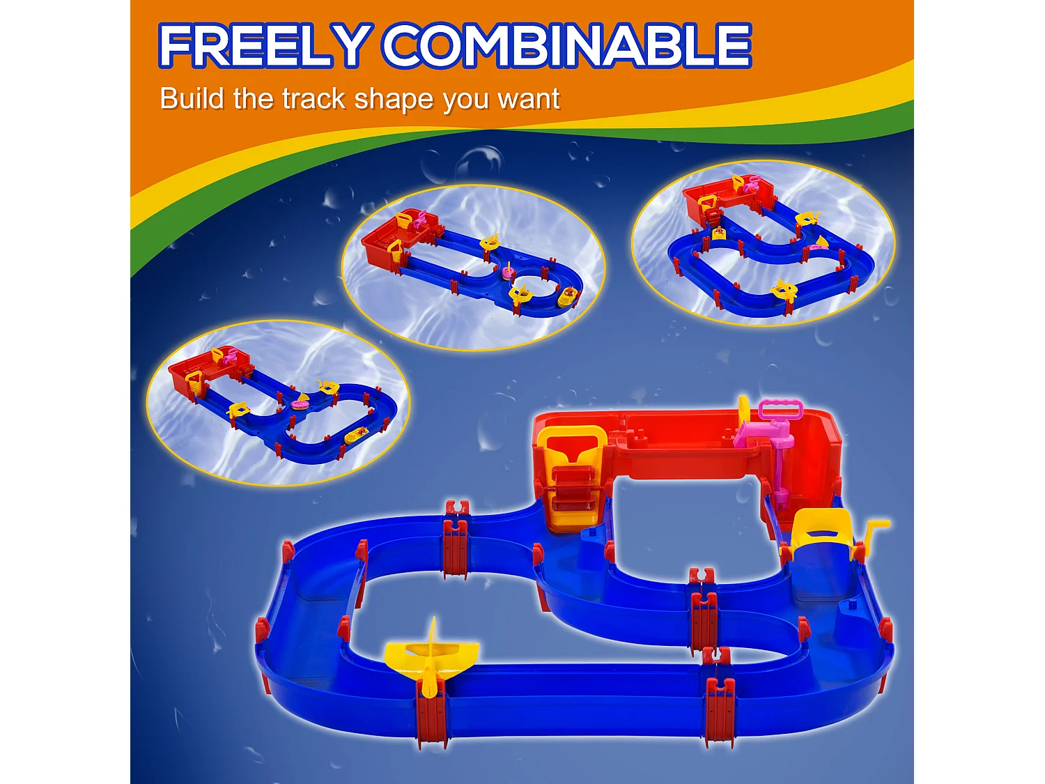 Playset per bambini 3-6 anni 53pz con acqua e sabbia blu rosso