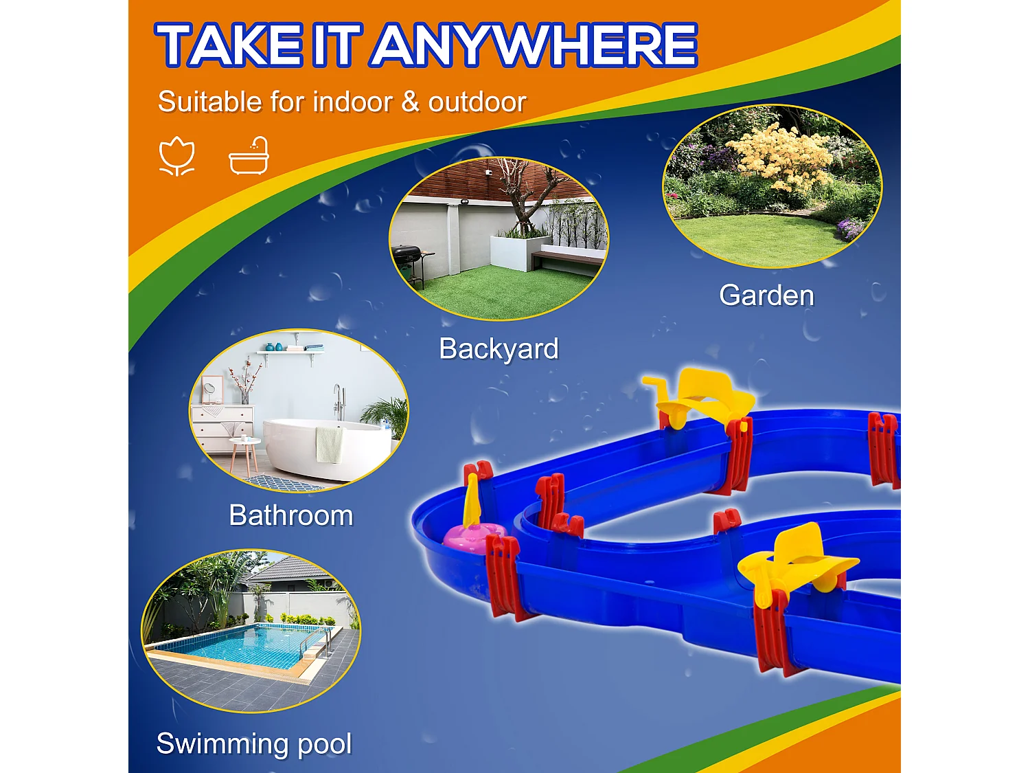 Playset per bambini 3-6 anni 53pz con acqua e sabbia blu rosso