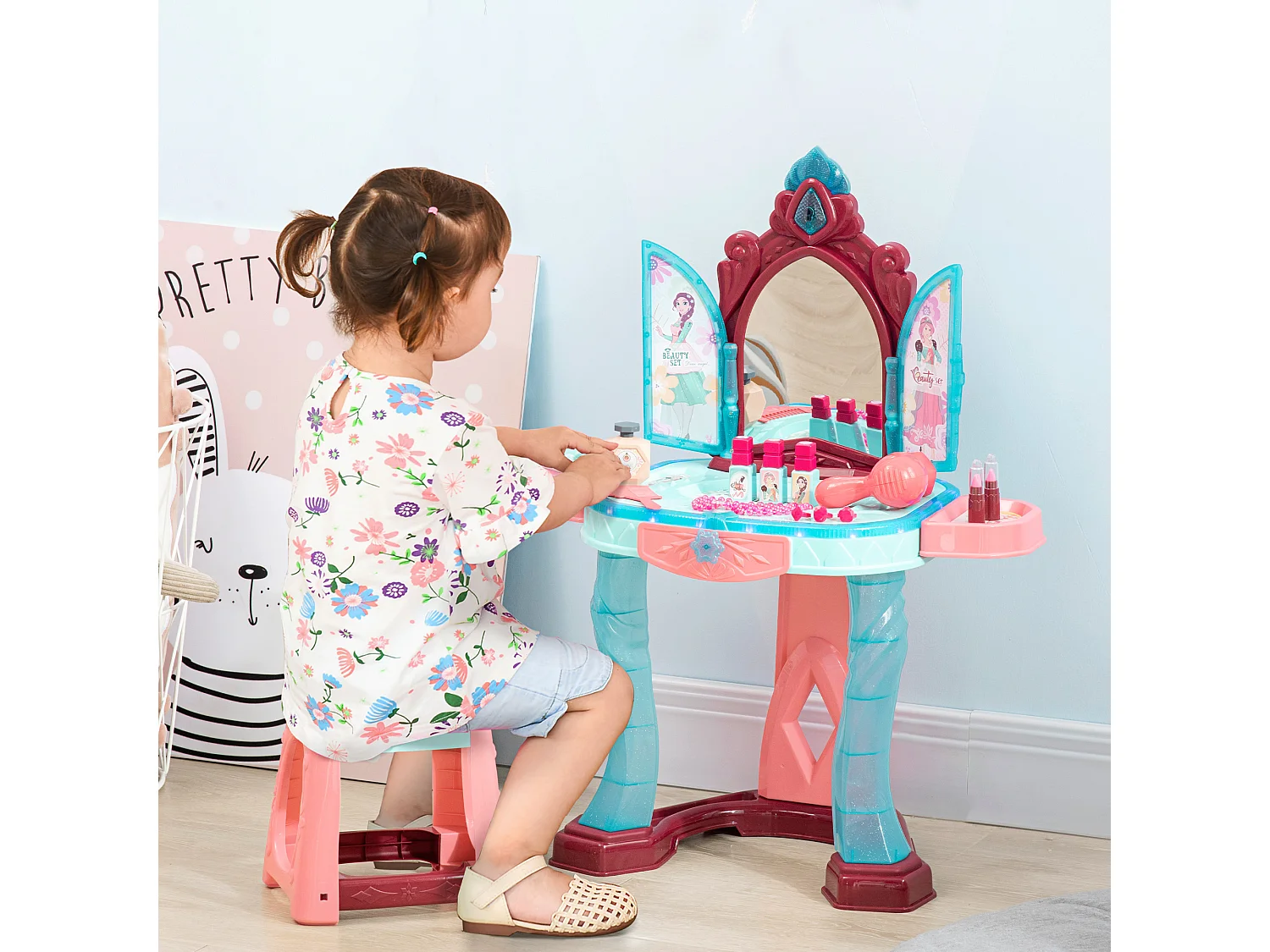 Set toeletta con sgabello per bimbi 3-6anni con luci e musica