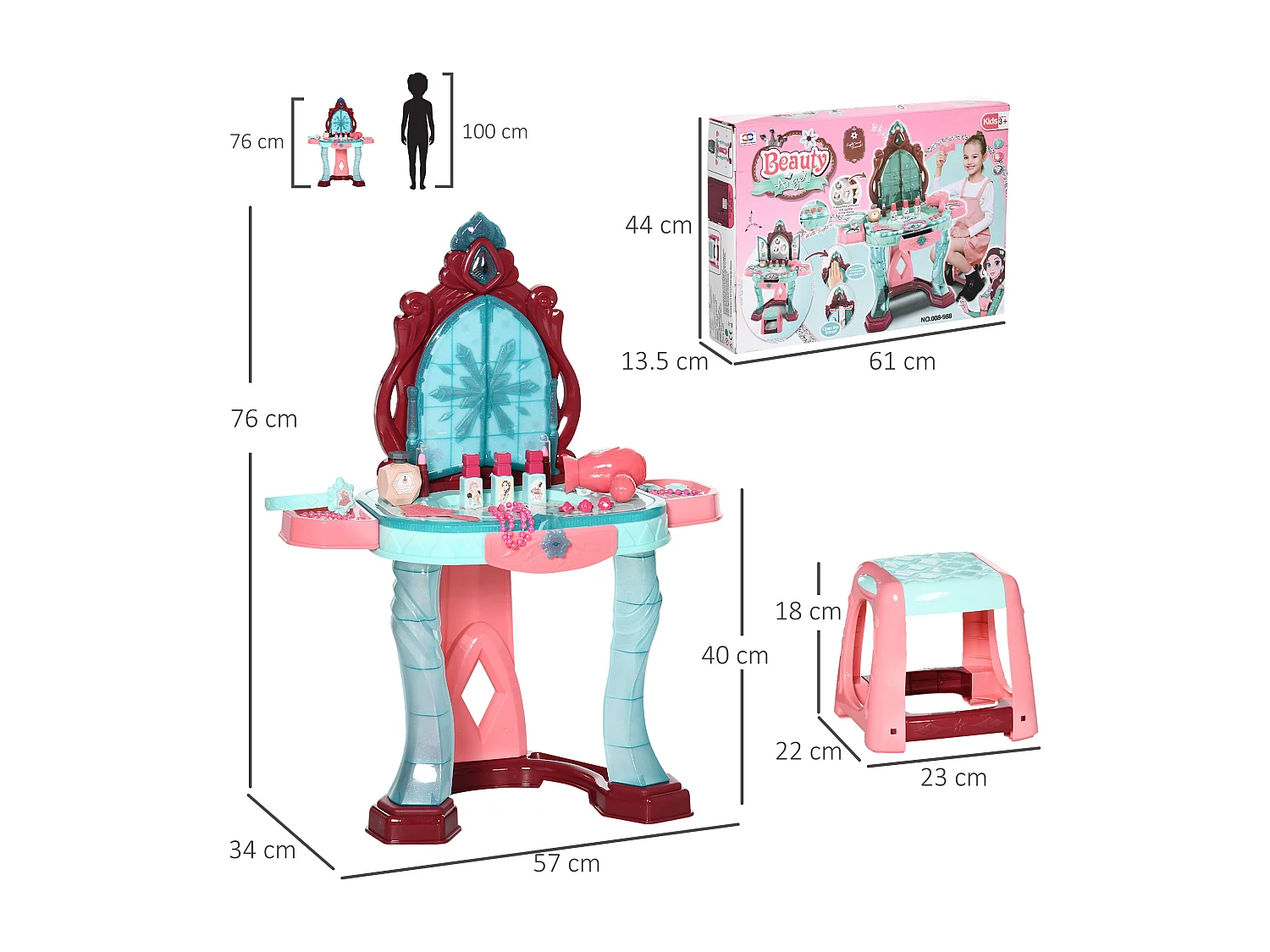 Set toeletta con sgabello per bimbi 3-6anni con luci e musica