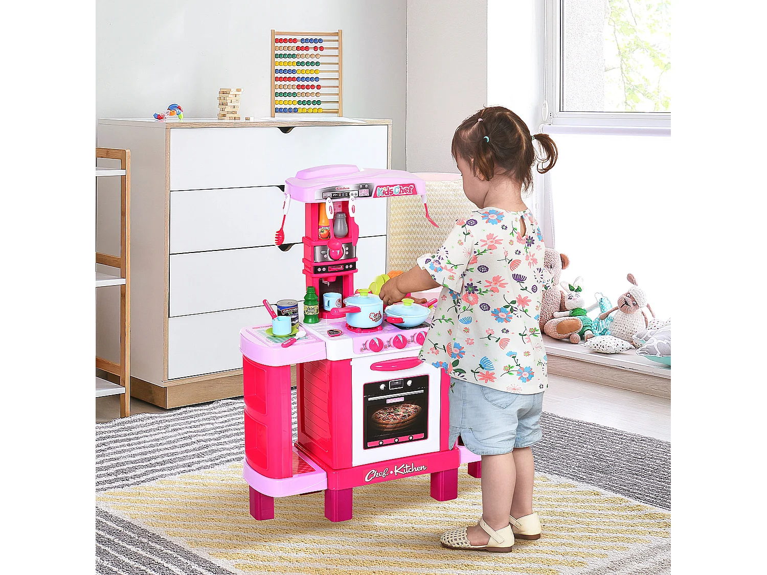 Cucina giocattolo per bambini con 38 accessori inclusi rosa