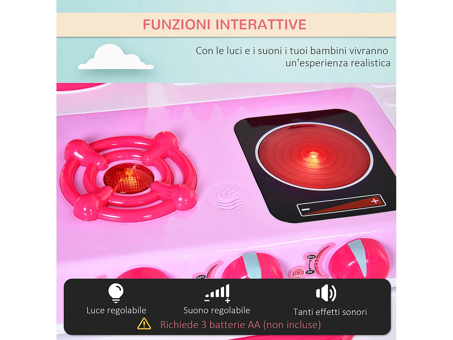 Cucina giocattolo per bambini con 38 accessori inclusi rosa