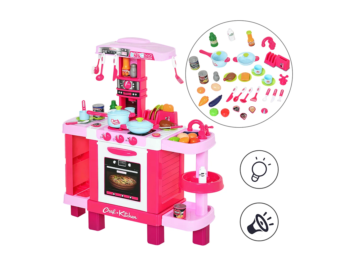 Cucina giocattolo per bambini con 38 accessori inclusi rosa