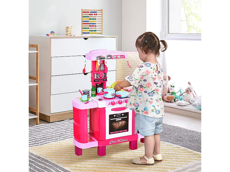 Cucina giocattolo per bambini con 38 accessori inclusi rosa