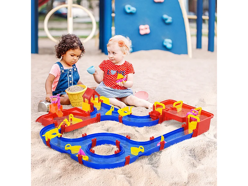 Playset per bambini 3-6 anni 78 pz con acqua e sabbia blu rosso