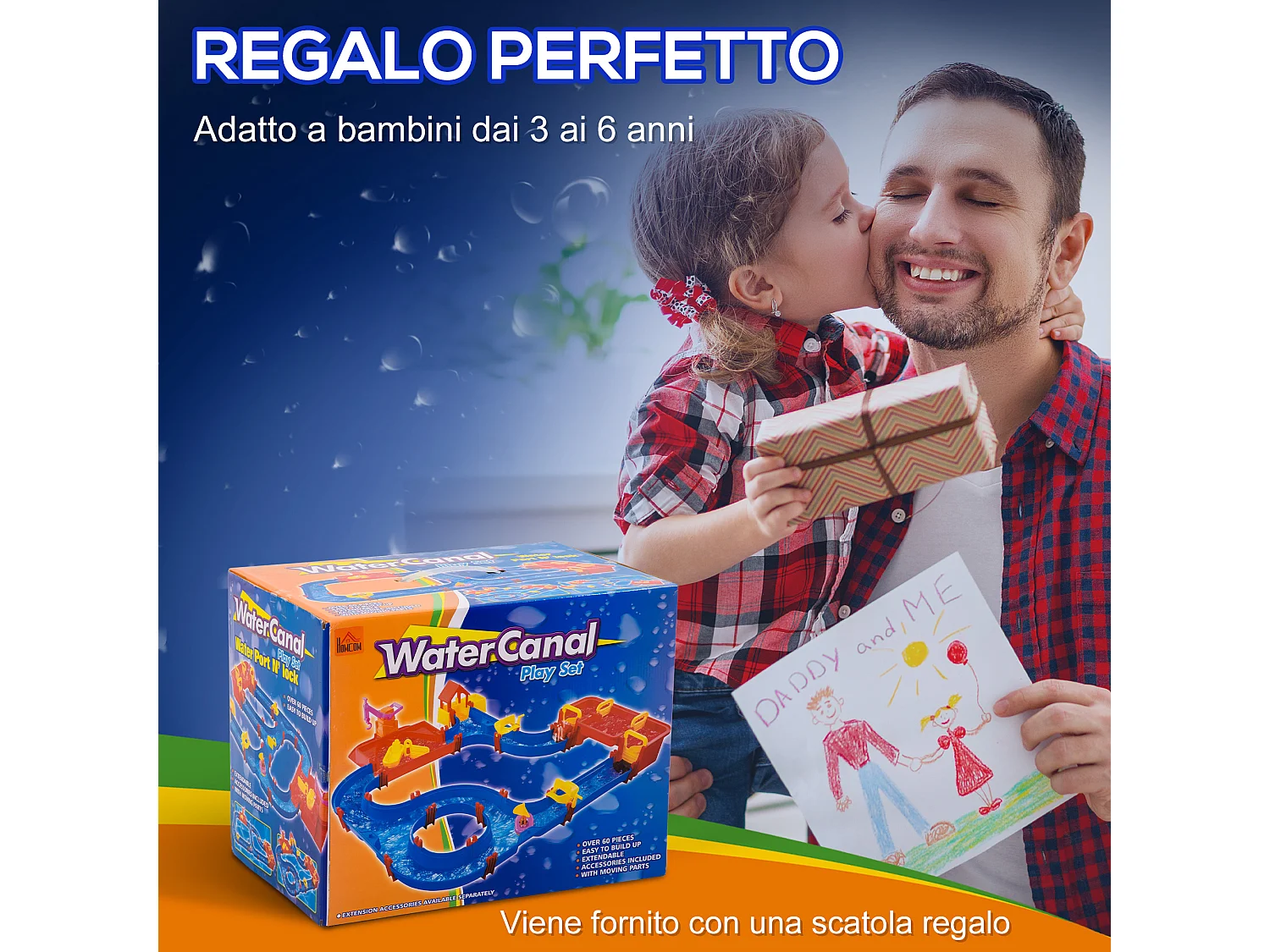 Playset per bambini 3-6 anni 78 pz con acqua e sabbia blu rosso