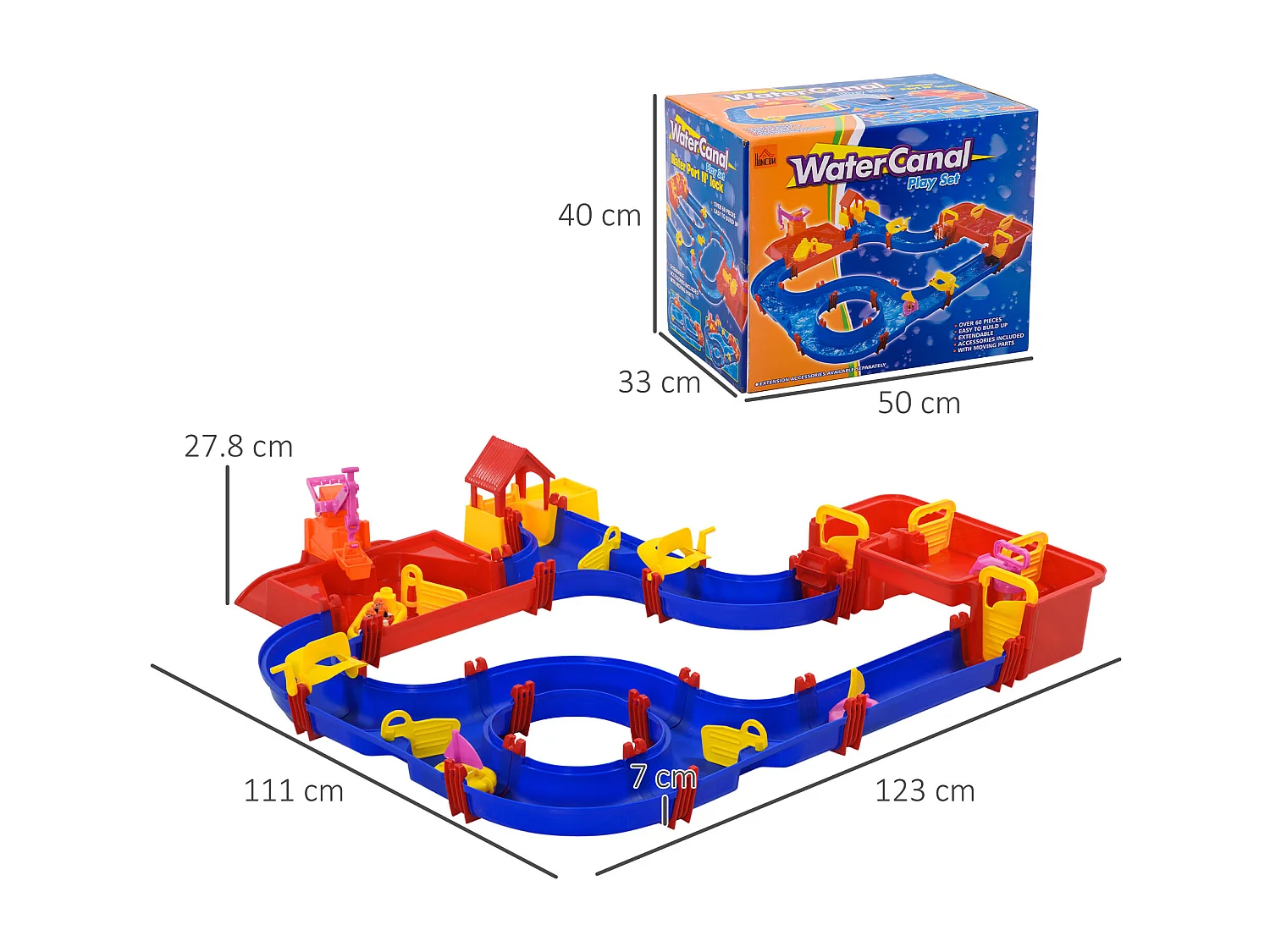Playset per bambini 3-6 anni 78 pz con acqua e sabbia blu rosso