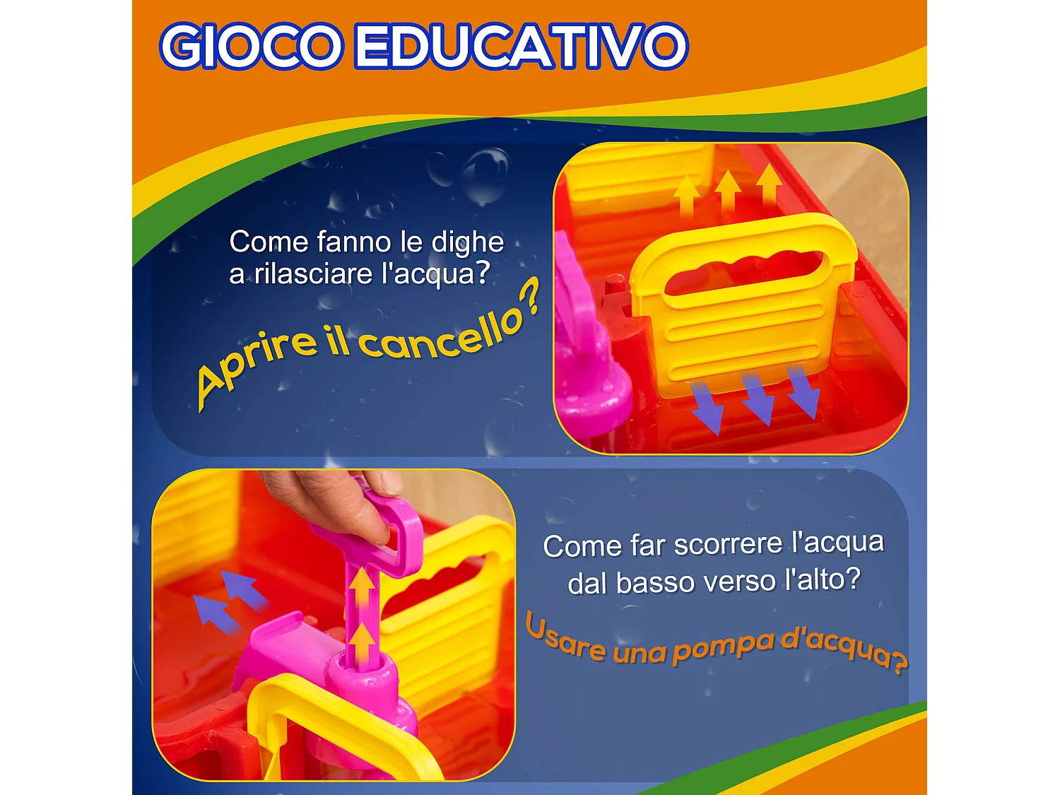 Playset per bambini 3-6 anni 78 pz con acqua e sabbia blu rosso