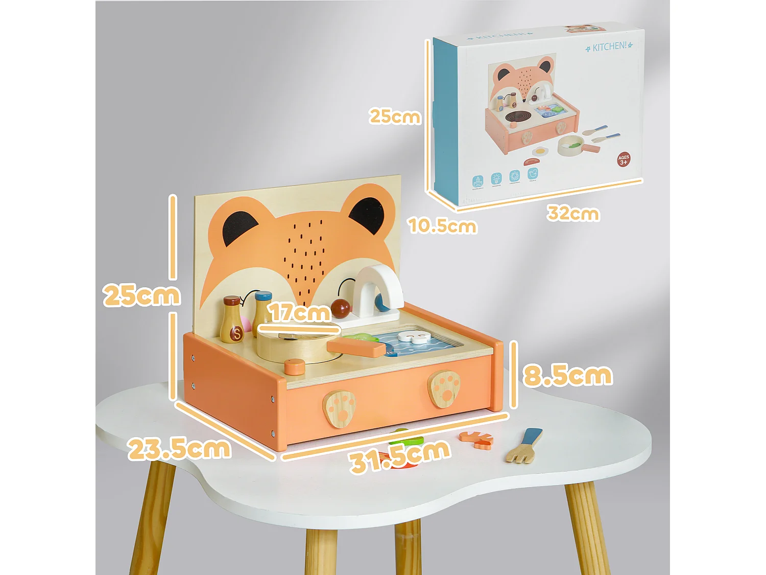 Mini cucina giocattolo in legno per bambini 3-5 anni